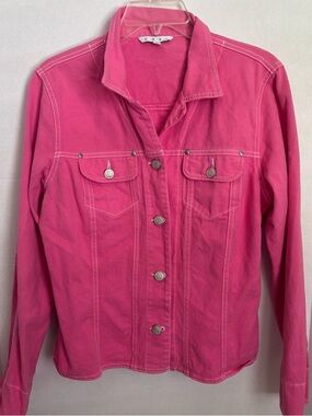 CAbi bright coral pink Denim Jacket